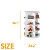 4 Tier Rotating Shoe Rack Tower, Revolving Shoe Rack Storage, Round Carousel Vertical Handbag and Shoe Organizer ,White - 3 of 4