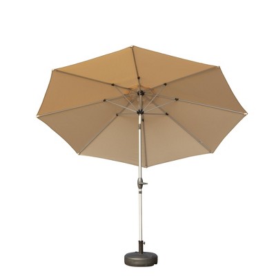 Maggift Outdoor Patio Umbrella with 8 Sturdy Ribs, Push Button Tilt and Crank, Waterproof, UV-Resistant Uitable for Garden, Beige, 120"*120"*97.2"