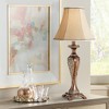 Regency Hill Hanna Traditional Accent Table Lamp 23 1/2" High Dark Bronze Candlestick Floral Bell Shade for Bedroom Living Room Bedside Office Family - 2 of 4