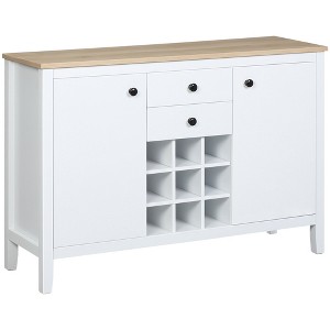 HOMCOM Buffet Cabinet, Rustic Sideboard with 9-bottle Wine Rack, Storage Cabinets, Drawers and Adjustable Shelves for Living Room, Kitchen - 1 of 4