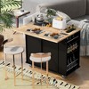 PexFix Kitchen Island  with Drop Leaf & Wine Rack & Adjustable Storage for Home Kitchen Dining Room Black - 3 of 4