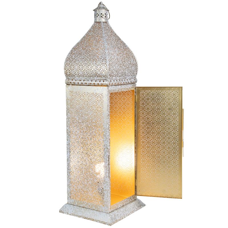 Northlight 30.5" White and Gold Moroccan Style Lantern Floor Lamp, 3 of 5