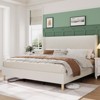 Homhougo Bed Frame, Upholstered Platform Corduroy Bed Frame with Vertical Channel Tufted Wingback Headboard - 3 of 4