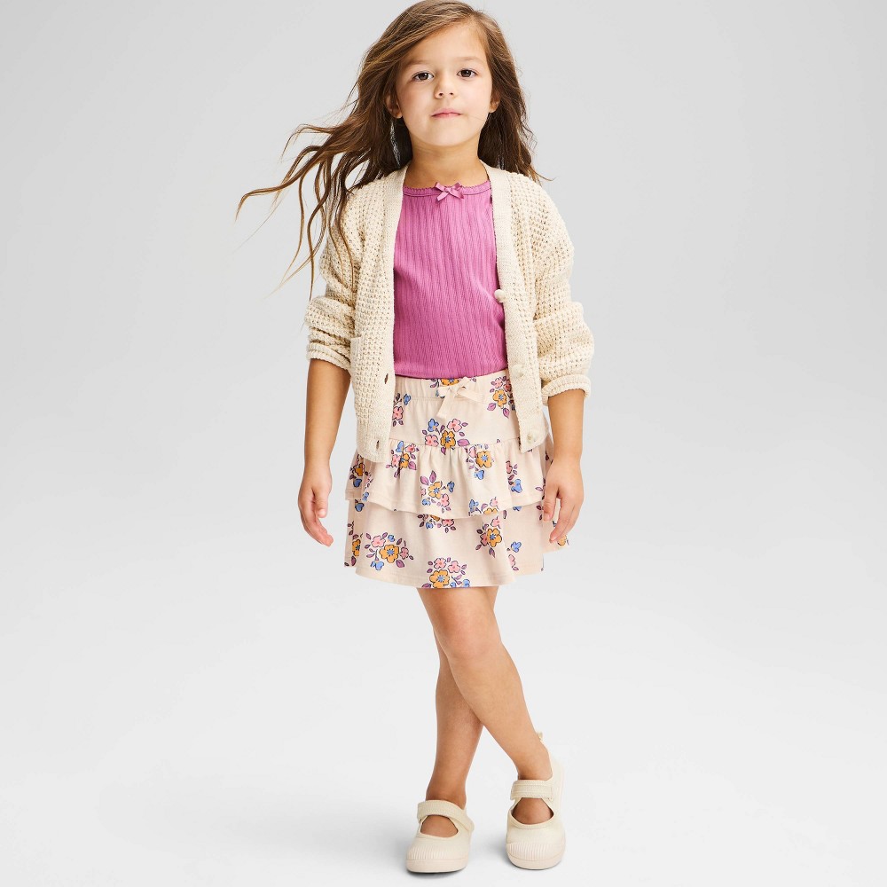 Toddler Girls' Floral Skort - Cat & Jack™ Cream 12M