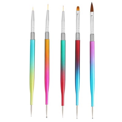 Unique Bargains Double Ended Nail Art Brushes 5 Pcs Multicolored : Target