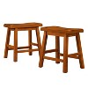 Inspire Q Set of 2 Danteh 18" Saddle Seat Backless Stools Oak/Brown: Modern Rectangle Accent Stools - 2 of 4