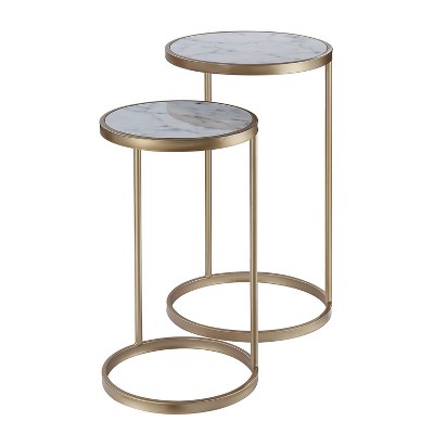 Gold Coast Faux Marble Nesting End Tables Faux Marble/Gold - Breighton Home