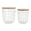 Jofran,Global Archive Nested Storage Solid Wood and Metal Basket End Tables (Set of 2) - 2 of 4