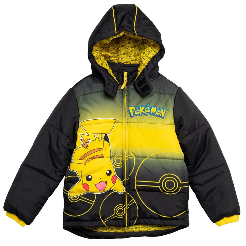 Pokemon Pikachu Zip Up Winter Coat Puffer Jacket Little Kid to Big Kid, 3 of 8