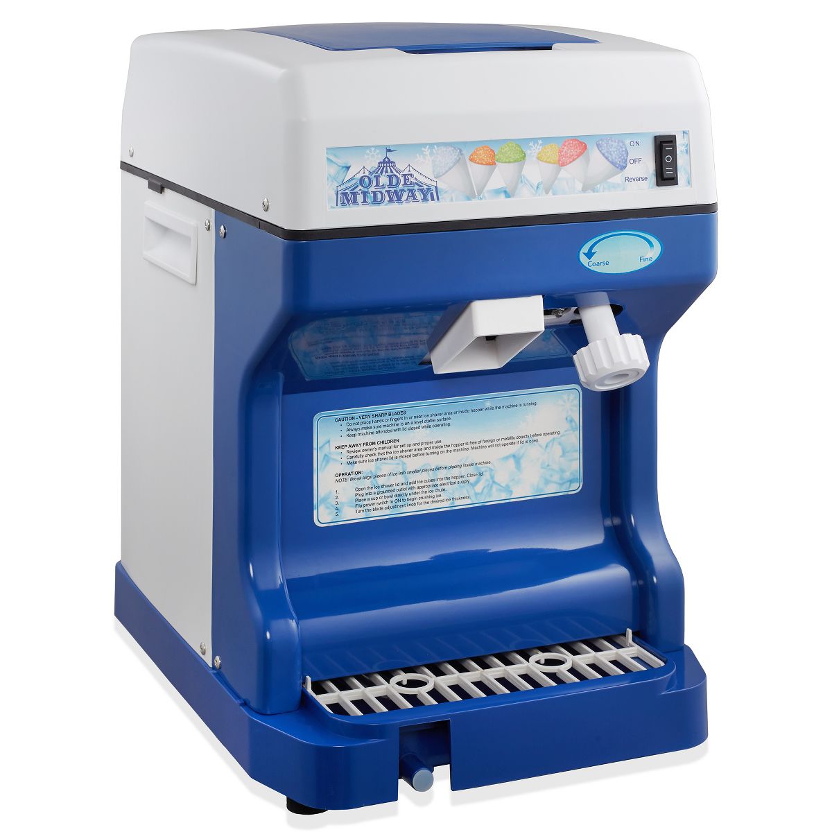 Olde Midway Ice Shaver Snow Cone Machine for Slushies, Desserts, and Frozen Treats