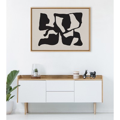 Sylvie 31.5"x41.5" Black and Tan Abstract Canvas Wall Art