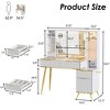 PAKASEPT Makeup Vanity Desk, Dressing Table with Lights & Power Outlet, Fluted Vanity Desk with Glass Top, 3 Drawers and 2 Cabinet - 2 of 4