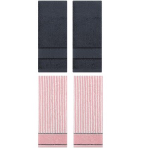 REGALWOVEN 4 Pcs Bathroom Decorative Cotton Soft Absorbent Sold Striped Hand Towel - 1 of 4