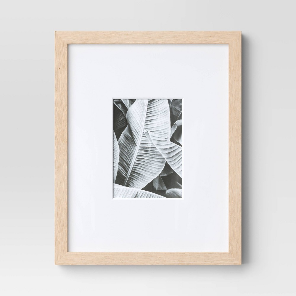 Photos - Photo Frame / Album 11" x 14" Matted to 5" x 7" Poster Frame Light Wood - Threshold™: Modern M