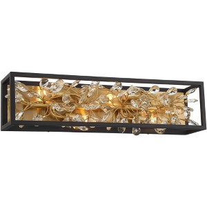 Possini Euro Design Carrine Modern Wall Light Sand Black Gold Plated Hardwire 24" 4-Light Fixture Clear Crystal for Bedroom Bathroom Vanity Reading - 1 of 4