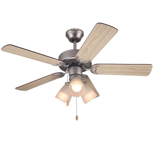 BLACK+DECKER 52-in Brushed Nickle Indoor Downrod or Flush Mount Ceiling Fan  with Light and Remote (4-Blade) in the Ceiling Fans department at