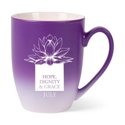 Elanze Designs Hope Dignity And Grace Two Toned Ombre Matte Purple and White 12 ounce Ceramic Stoneware Coffee Cup Mug