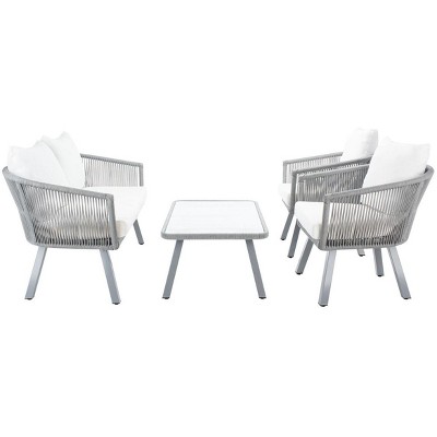Belmi 4-Piece Grey/Beige Rope-Detailed Outdoor Patio Set