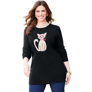 Catherines Women's Plus Size Cozy Critter Sweater - 1 of 4