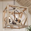 LNC Quaint 4-Lights 14" Farmhouse Square Pendant Lightss, Grayish White Wood and Rustic Bronze - 2 of 4