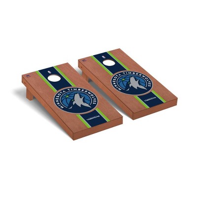 NBA Minnesota Timberwolves Premium Cornhole Board Rosewood Stained Stripe Version
