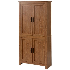 64" 4-Door Kitchen Pantry, Freestanding Storage Cabinet with 3 Adjustable Shelves for Kitchen - 1 of 4