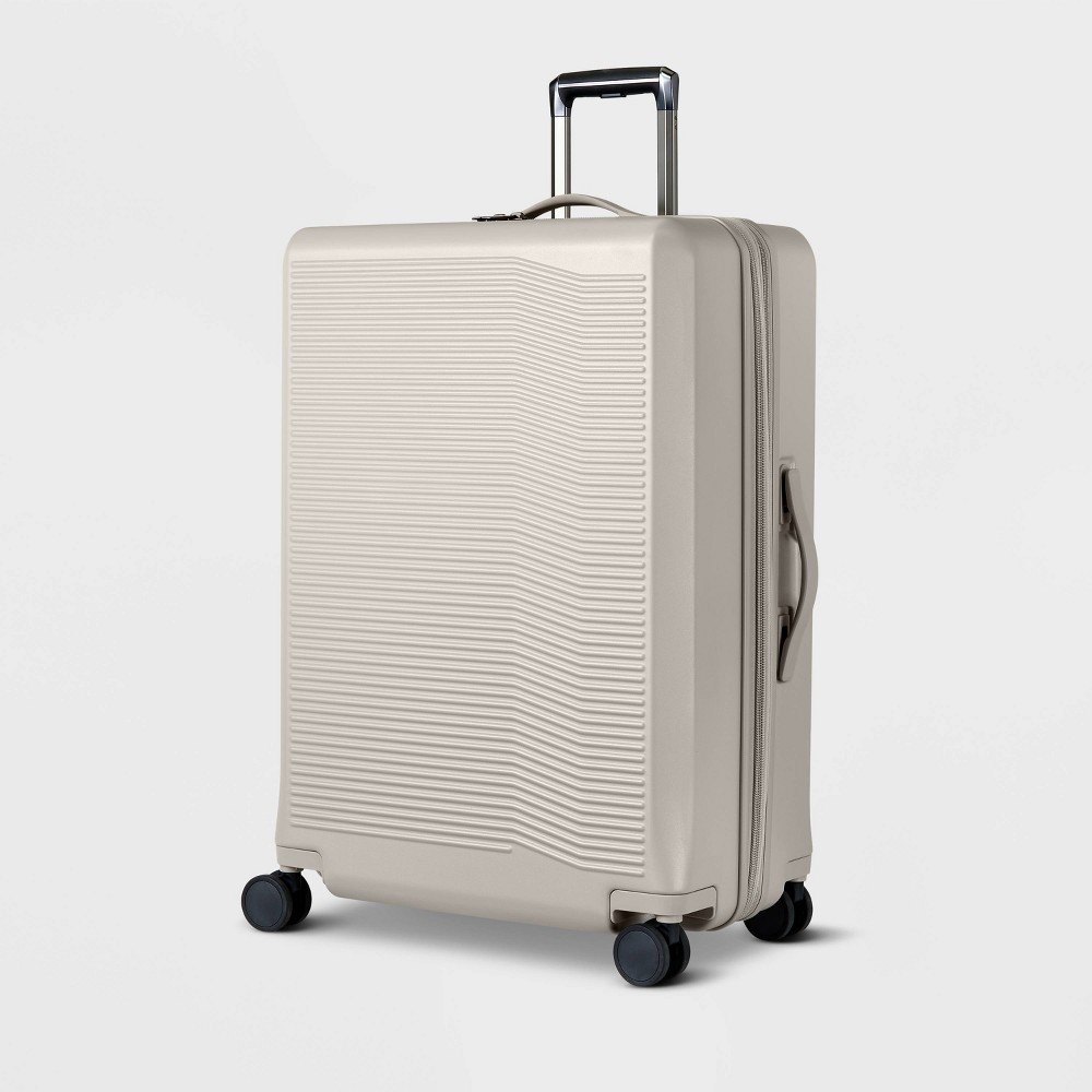 signature hardside large checked spinner suitcase matte atmosphere - open story™: tsa locks