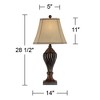 Regency Hill Carved 28 1/2" Tall Urn Traditional End Table Lamps Set of 2 Two-Tone Brown Beige Shade Living Room Bedroom Bedside Nightstand House - 4 of 4