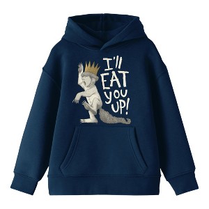 Where The Wild Things Are Max I’ll Eat You Up Youth Navy Long Sleeve Hooded Sweatshirt - 1 of 2