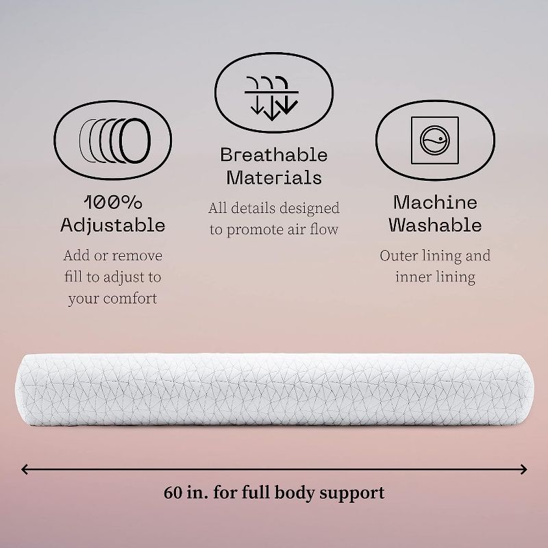 Coop Home Goods Maternity Pillow - Memory Foam Body Pillow for Pregnancy, Side Sleeper Body Pillow, Full Body Pillow for Sleeping (White), 2 of 8