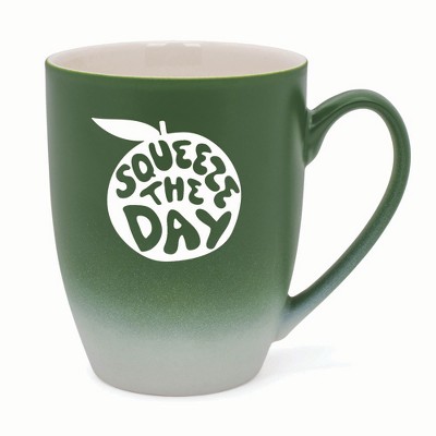 Elanze Designs Squeeze The Day Two Toned Ombre Matte 10 ounce New Bone China Coffee Tea Cup Mug, Green and White