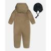 Deux par Deux Unisex Baby Mid-Season One-Piece Outerwear Taupe with Printed Hat - 3 of 4