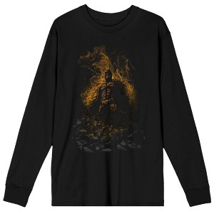 Dark Knight Trilogy Batman in Flames Men's Black Long Sleeve Shirt - 1 of 1