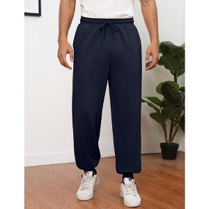 Men's Casual Lounge Pajama Yoga Jogger Pants Open Bottom Sweatpants with Pockets - 1 of 4