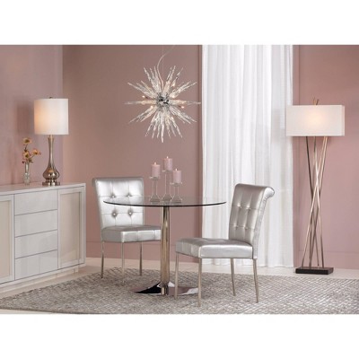 Brushed Nickel Gourd Table Lamp with White Fabric Shade
