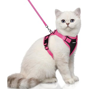rabbitgoo Cat Harness and Leash Set, Escape , Easy Control Breathable Kitten Jacket with Reflective Strips, Black & Rose Pink, XS - 1 of 1