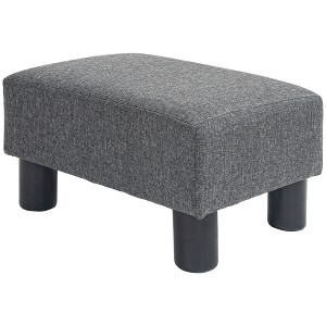 HOMCOM 16" Cube Modern Linen Fabric Pouf Footrest Ottoman - 1 of 4