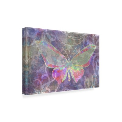 Trademark Fine Art -Cora Niele 'Purple Pink Butterfly Watercolor' Canvas Art