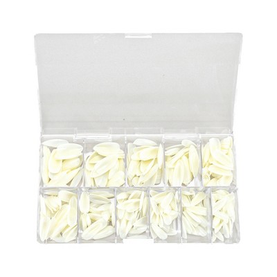 Unique Bargains Women's Full Coverage Almond Fake Nails Beige 1 Set