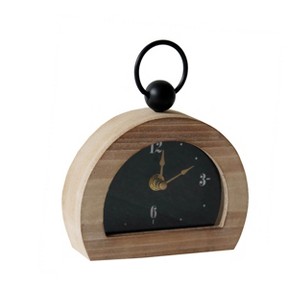 VIP Wood 6 in. Brown Natural Wood Mantel Clock with Ring - 1 of 2