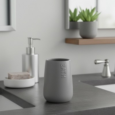 Evideco French Home Goods Modern Dolomite Bathroom Tumbler – Versatile 15 oz Toothbrush Holder, Makeup Brush Cup and Countertop Organizer