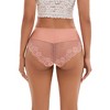 INSPIRE CHIC Women's Lace Trim High Waist Briefs Full-Coverage Lace Back Underwear Panties - 2 of 4
