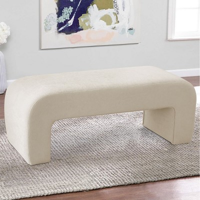 Lily 47" Upholstered Scroll Velvet Waterfall Bench/Chenille Entryway Bench-Maison Boucle