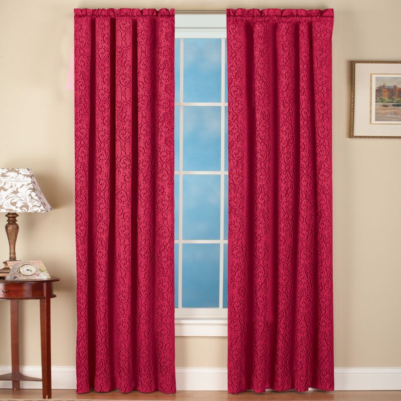 Collections Etc Scroll Insulated Sheen Curtain Panel, Single Panel,, 2 of 4