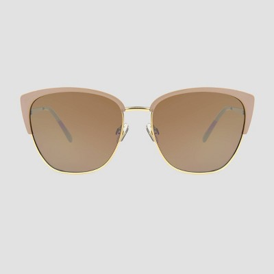 Women's Retro Browline Sunglasses - A New Day™ Beige