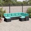 vidaXL Patio Sofa Set Black, Blue PE Rattan, Powder-Coated Steel Large - Black Without table - 2 of 4