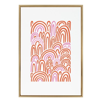 Gold Framed Abstract Infinite Rainbows Canvas Print, 23x33