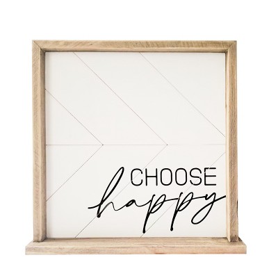 VIP Wood 12 in. Brown Choose Happy Sign
