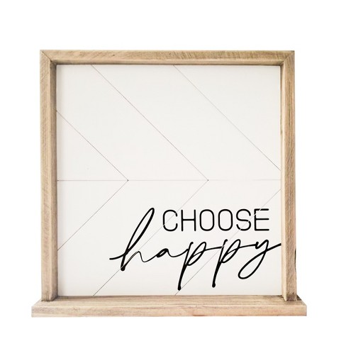 Vip Wood 12 In. Brown Choose Happy Sign : Target