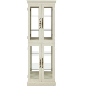 TIRAMISUBEST Corner Glass Cabinet Lighted Curio Cabinet Corner Display Case for Living Room - Mobile Lateral Filing Cabinet, Locking Wheels, - 1 of 4